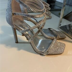 Gianni Bini Glittering Silver Strappy Heels